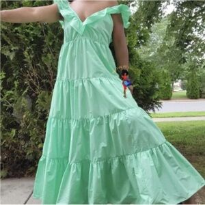 J. Crew Tiered Ruffle Taffeta Maxi Dress